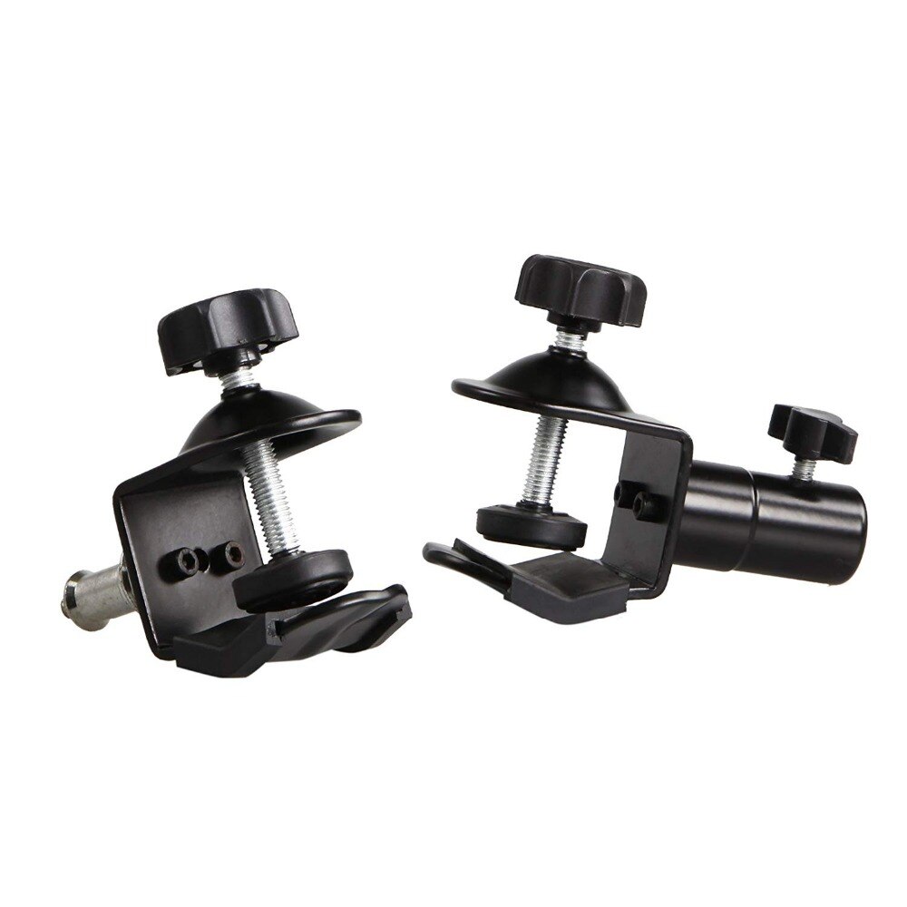 Heavy Duty Metal Clamp Holder Double U Clip Dual C Clamp Type Bracket Mount for Photo Studio Light Stand, Photography Reflector