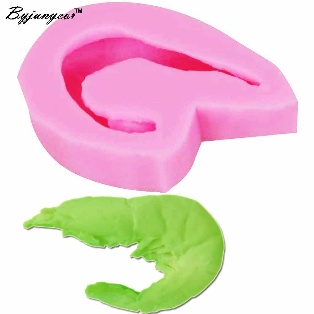 Byjunyeor Shrimp Epoxy UV Resin Silicone Molds Fondant Cake Decorating Tools Candy Chocolate Gumpaste Clay Moulds m814