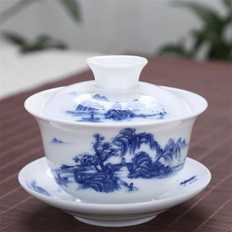 200ML Chinese Traditions Gai Wan Tea Set Bone China Tea Sets Dehua Gaiwan Tea Porcelain Pot Set Travel Beautiful And Easy Kettle: B