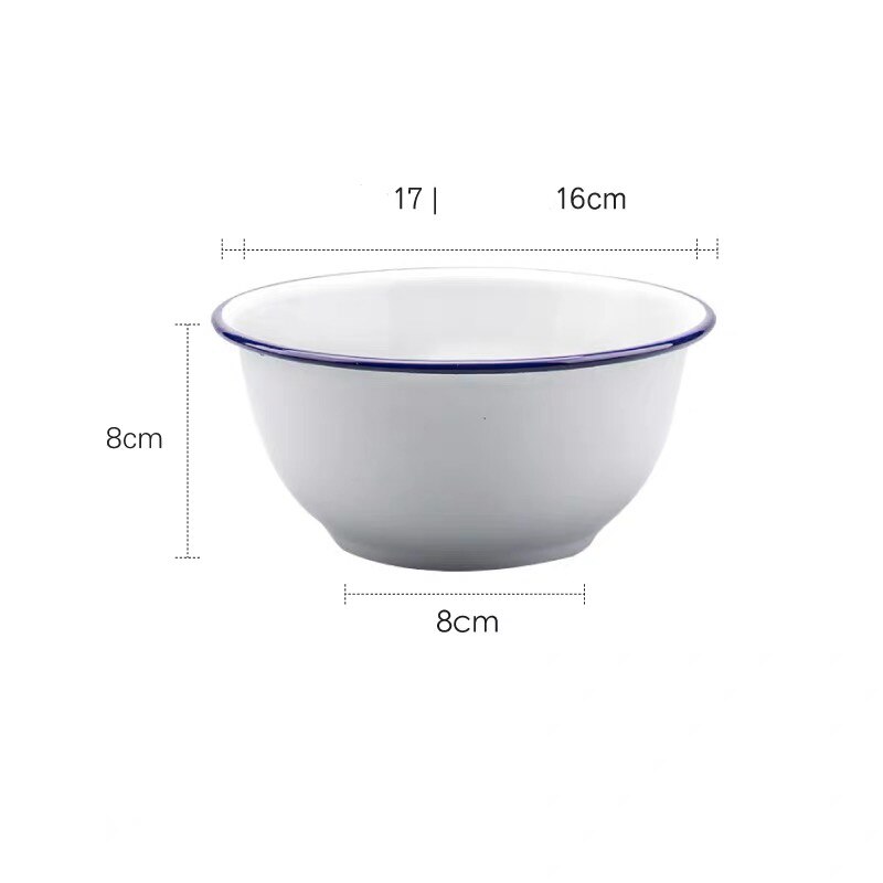Japanese Ceramic Red and Blue Edge Enamel Bowl Household Large Rice Bowl Soup Noodle Dessert Bowl Kitchen Tableware: 1L Blue