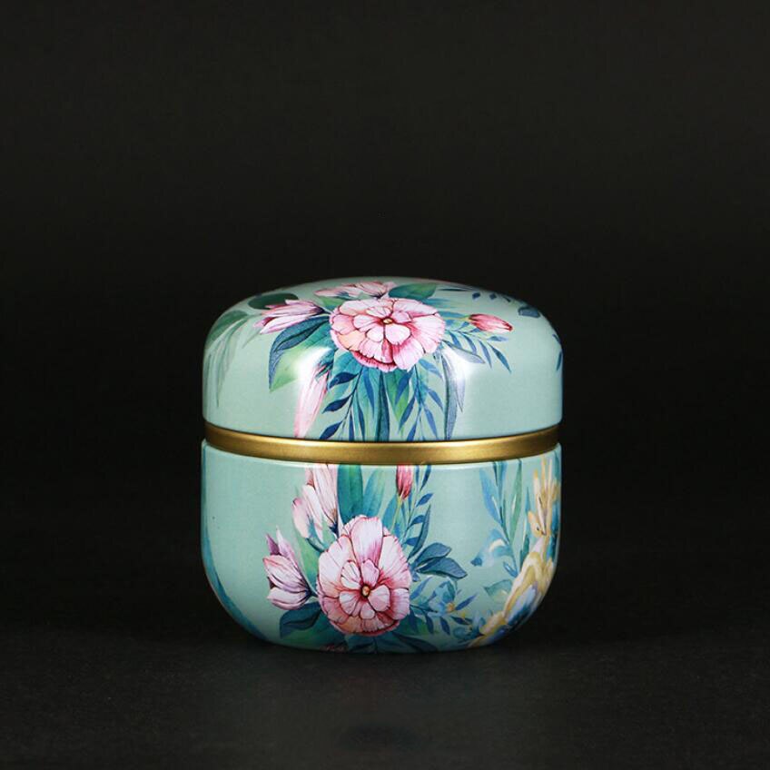 Lata de té de metal de alta gama, creativa, japonesa, pequeña, redonda, portátil, para viaje, caja de embalaje, caja de hierro: 03