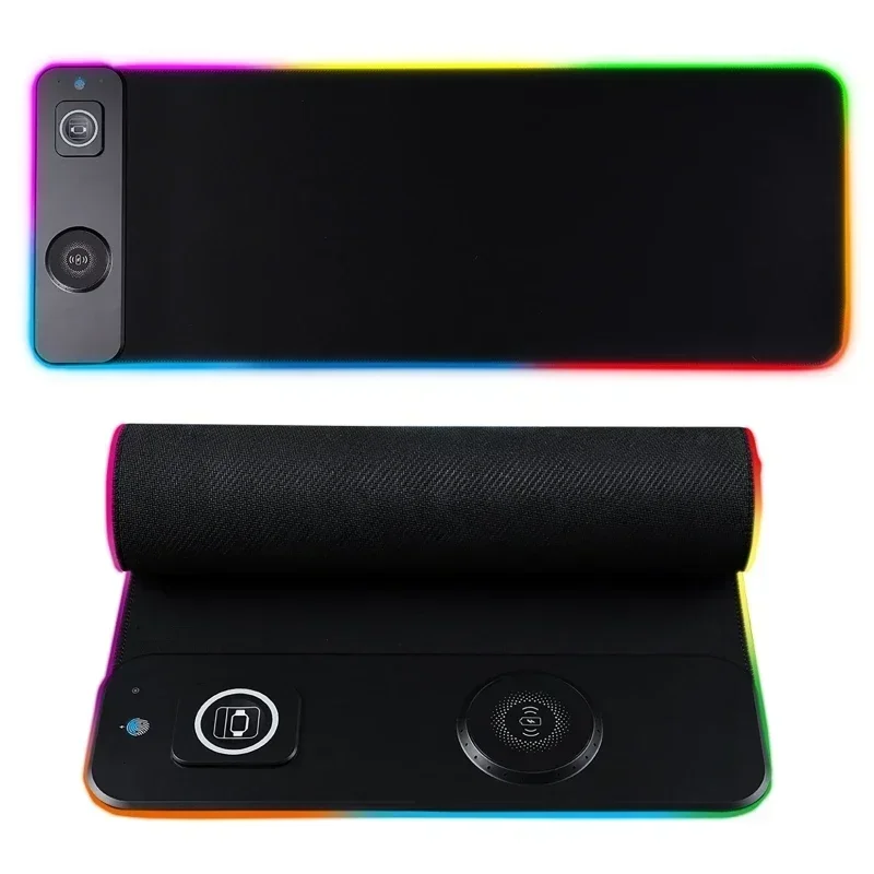 Tapis de souris lumineux rvb, charge magnétique sans fil, chargeur de téléphone, tapis de souris de jeu, ordinateur de bureau, ordinateur portable, tapis de souris