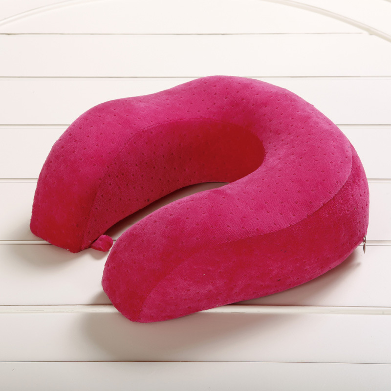 SleepWish U-shaped Pillow Airplane Travel Pillow Comfortable Cushion Memory Foam Neck Car Bedding Pillows: Rose
