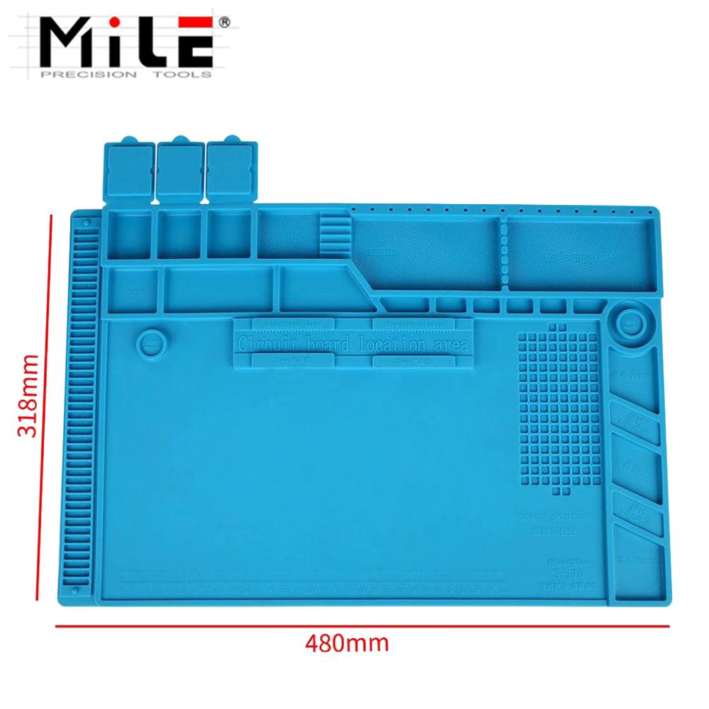 Mijl S-170 480X318Mm Siliconen Pad Bureau Werk Mat Warmte Isolatie Onderhoud Platform Voor Bga Pcb Solderen Reparatie tool