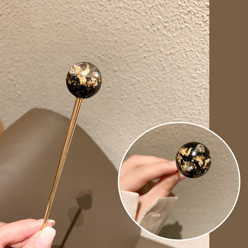Horquilla de pelo de estilo japonés para mujer, horquillas de Metal hechas a mano de aluminio dorado con cielo estrellado, accesorios para el cabello,: 3