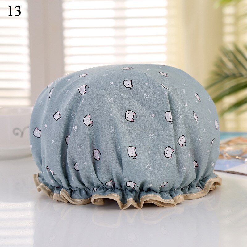 Shower Cap Bathing Waterproof Cap Cute print Daisy Flamingo Anti-smoke Cap Comfortable Bath Hats Bathroom Accessories Hair Cover: 13