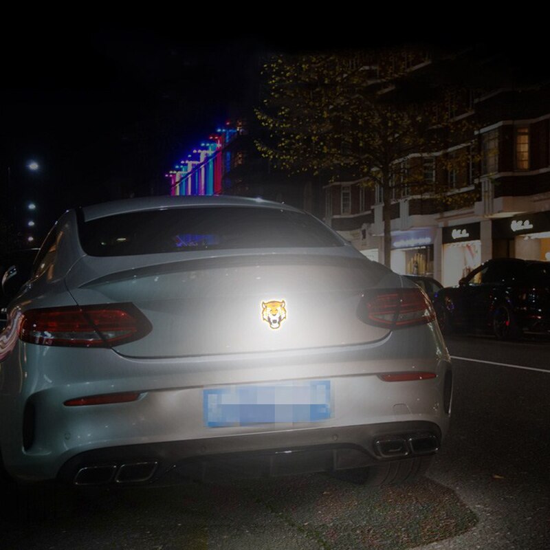 2pcs Cartoon Tiger Reflective Sticker Car Decal Warning Safety Tape Decoration Scratch Modification Made with 3M