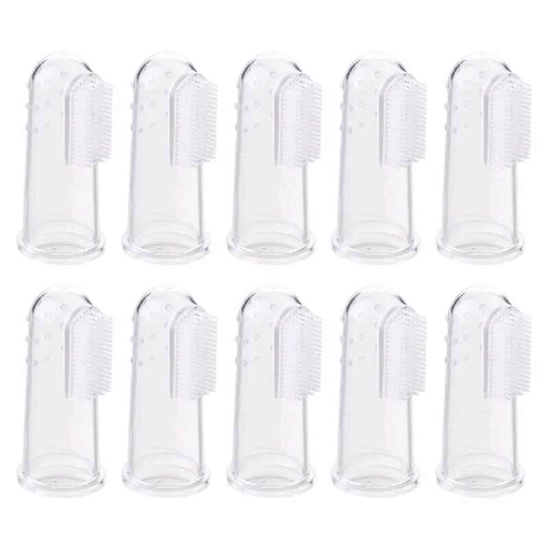 10Pcs Silicon Kinderen Tandenborstel Vinger Baby Tandenborstel Bladverliezende Tandenborstel Voor Baby Zachte Tanden Clear Baby Borstel: Default Title