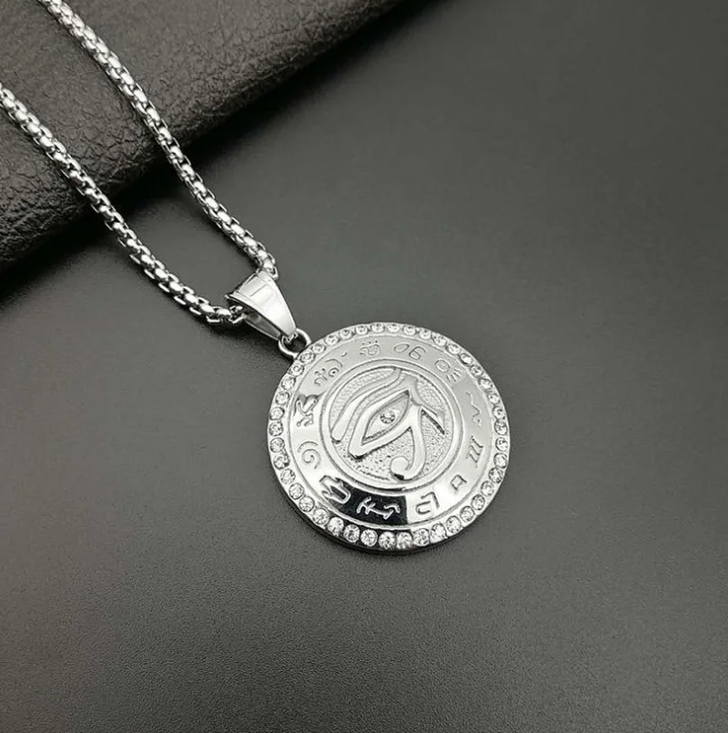 Colgante Vintage de ojo de sol de Dios, collar de ojo que todo lo ve, joyería de amuleto religioso para hombres y mujeres