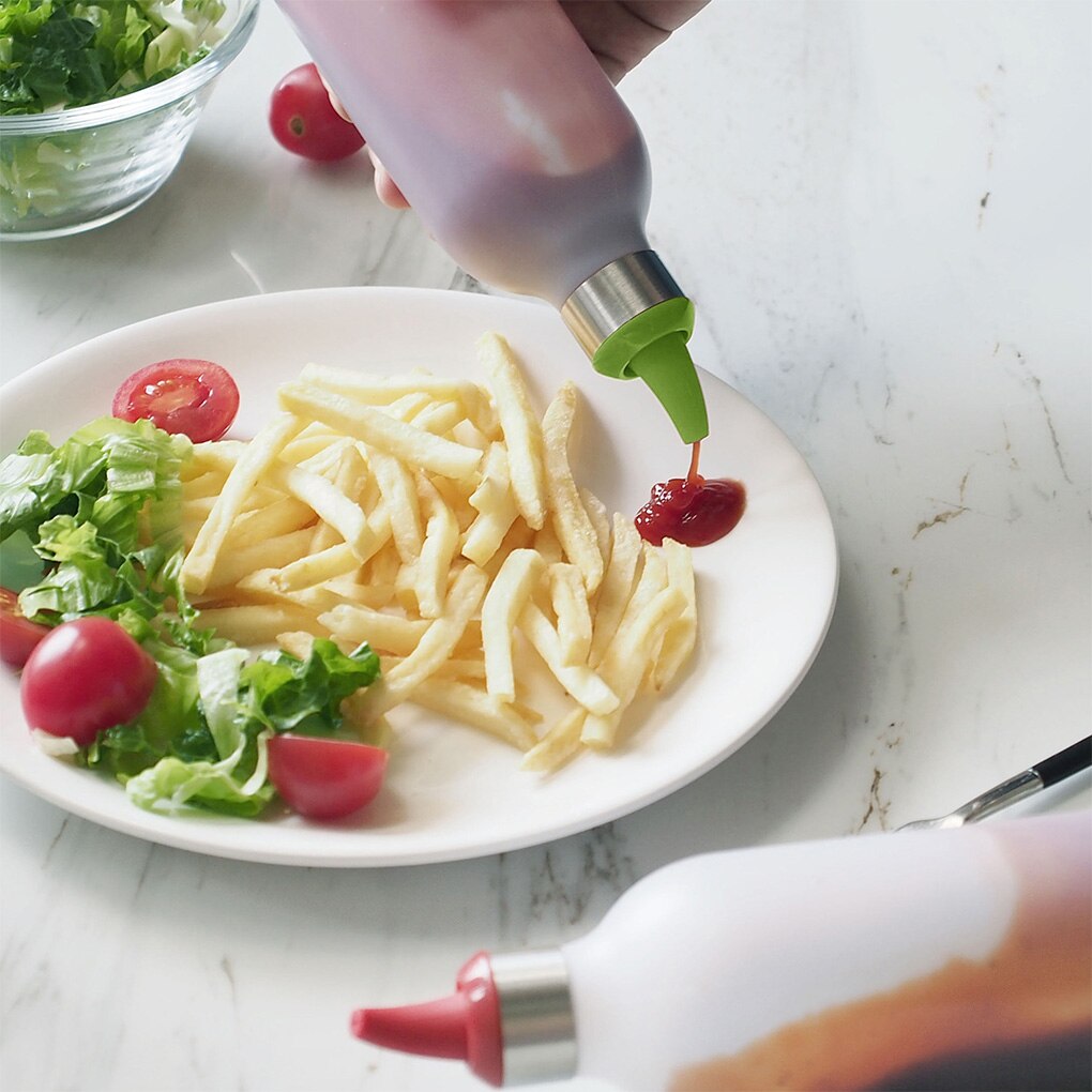 450Ml Plastic Squeeze Fles Kruiderij Flessen Dispenser Voor Jam Saus Azijn Olie Ketchup Mosterd Keuken Koken Accessoires