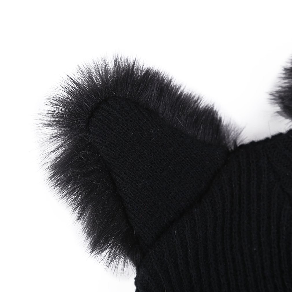 Funny Cat Ear Hat Winter Knit Cap Warm Winter Autumn Cap for Women Cap Solid Color Knitted Hat Cap