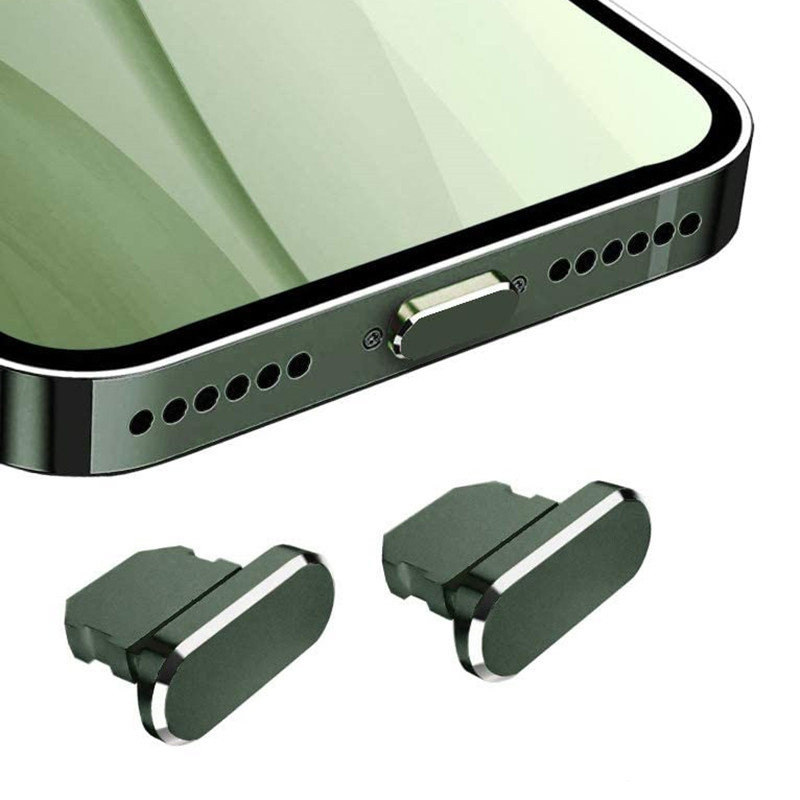 2 Stuks Aluminium Anti Stof Plug Voor Iphone 13 12 Mini 11 Pro Max Xs 8 Plus Ipad Airpods apple Serie Lightning Port Cover: 2 PCS Green