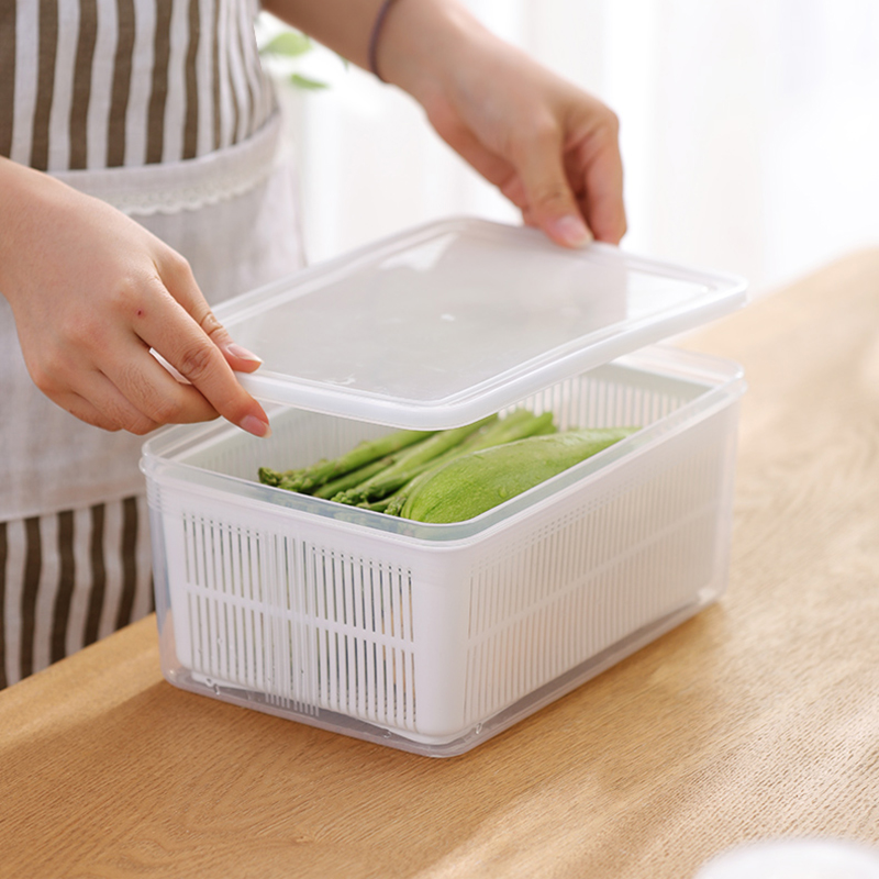Bac à légumes et fruits en plastique avec lèvre, boîte de rangement de cuisine, réfrigérateur, conserve la fraîcheur, bac à légumes et fruits, bac à légumes