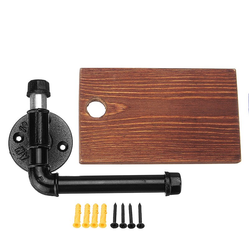 Bad Regale Industrie Retro Eisen Wc Papier Halter Bad Hotel Rolle Papier Tissue Hängen Rack Holz Regal Halter