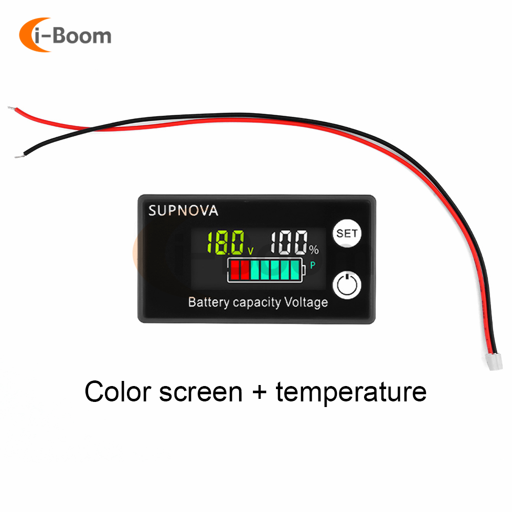Indicateur de capacité de batterie au Lithium au plomb 12V 24V 48V 72V DC 8V-100V Li-ion LifFe PO4, voltmètre de voiture et de moto, jauge de tension: green