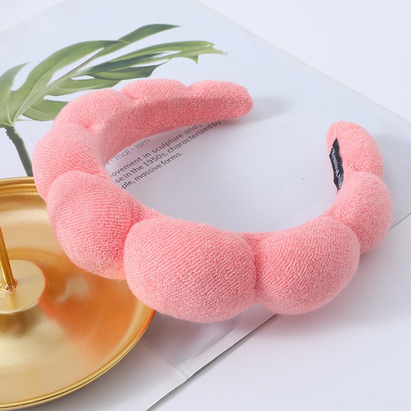 Diadema de esponja a la para mujer, accesorios para el cabello, banda para la cabeza multifunción para lavado de cara, eliminación de maquillaje, banda para el cabello para ducha: Sandía roja