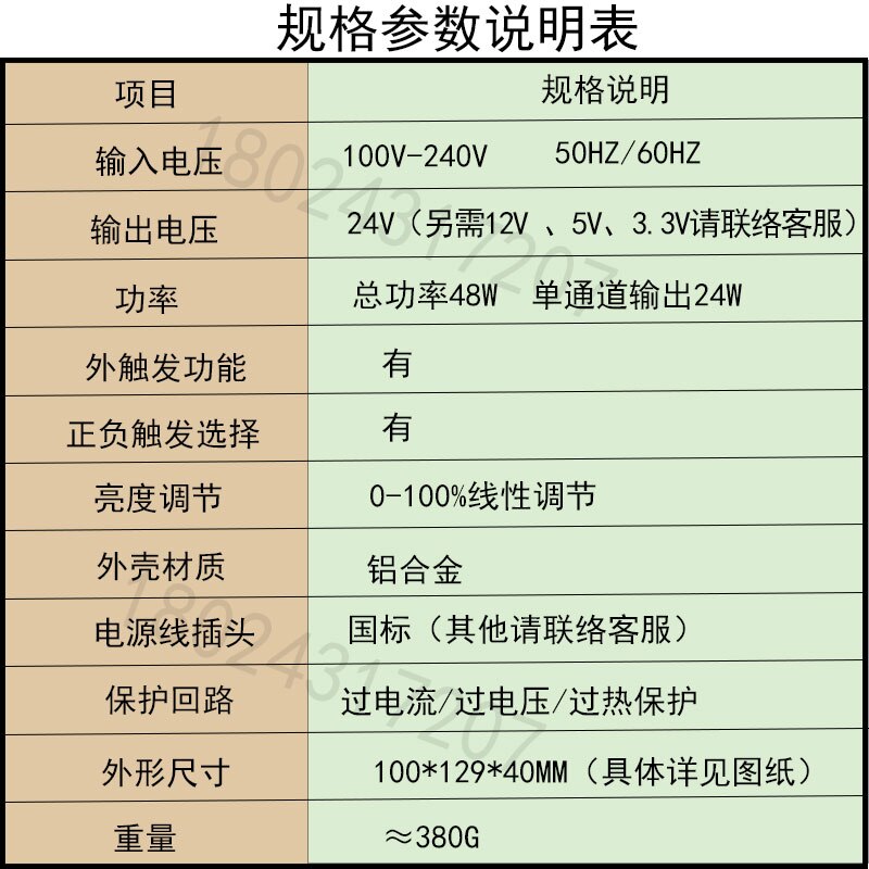 One-to-two Dual-channel Visual Light Source Dimming Controller Two-way Output Adjustable External Trigger Strobe LED Power