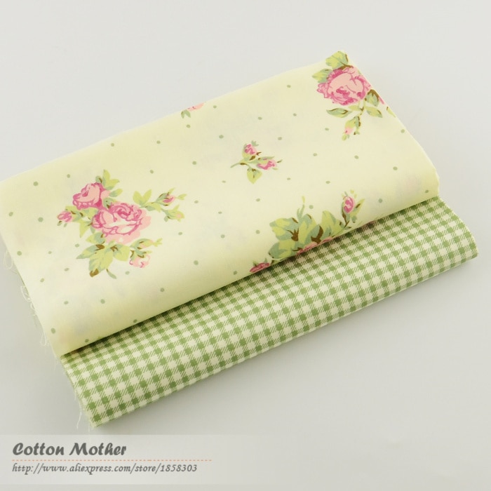 2 pieces rose check 40cmx50cm Cotton Fabric sewing... – Grandado