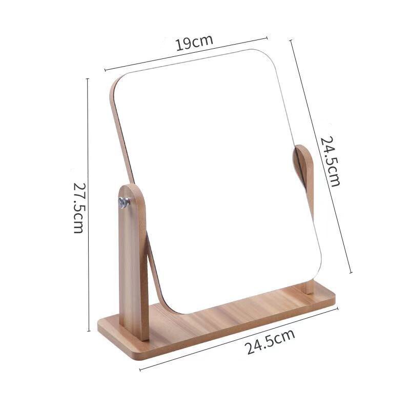 Espejo de tocador para maquillaje, espejo con aumento de poros y espinillas, espejo decorativo de madera, espejo de maquillaje sencillo, giratorio: Large