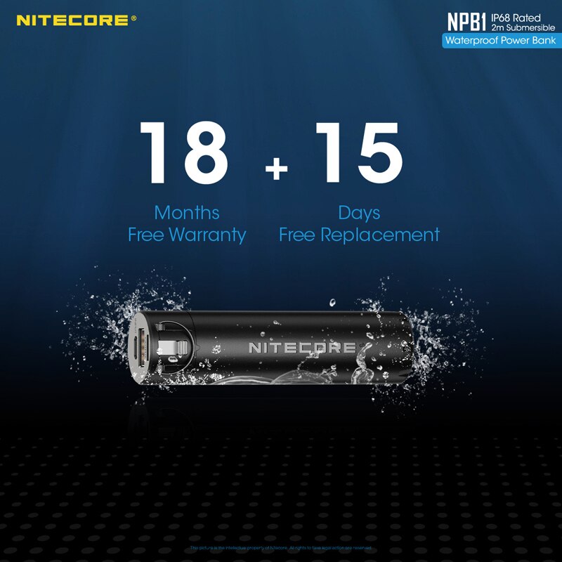 QC3.0 Output NITECORE NPB1 5000mAh IP68 Rated Waterproof Power Bank / Mobile Charger Certified by CE & FCC: Default Title