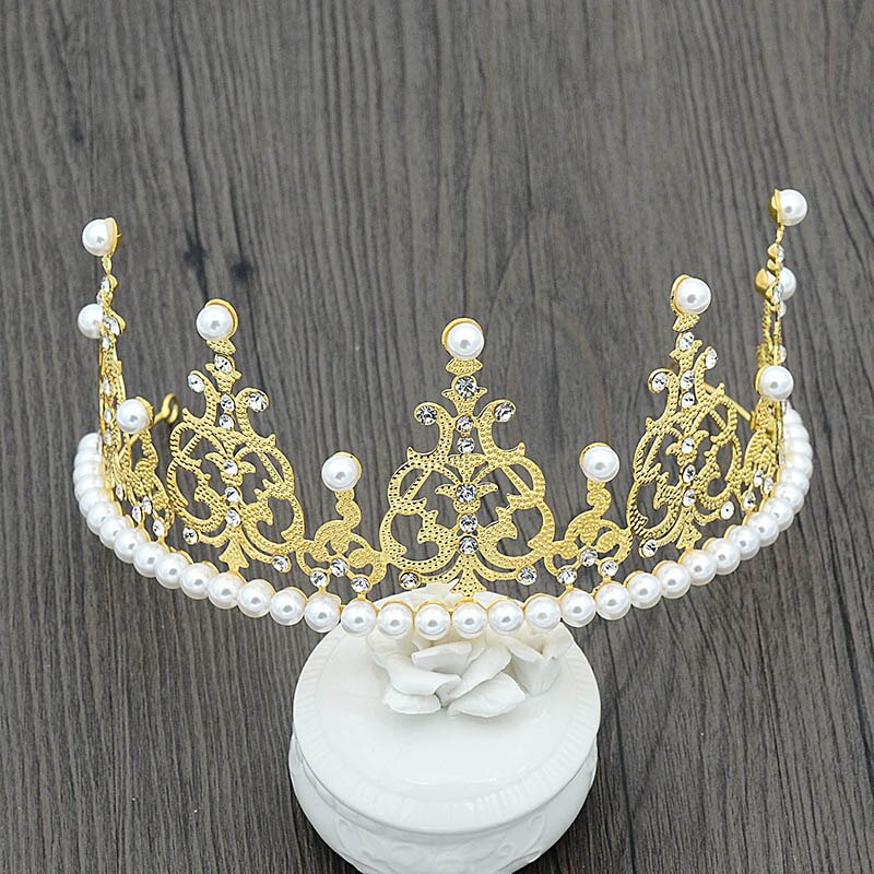 Di cristallo del Diadema Corona Torta di compleanno corona Bambini Del Bambino Prom Copricapo Capelli Ornamenti Dei Capelli Del Partito Dei Monili Accessori: Gold Tiara 02