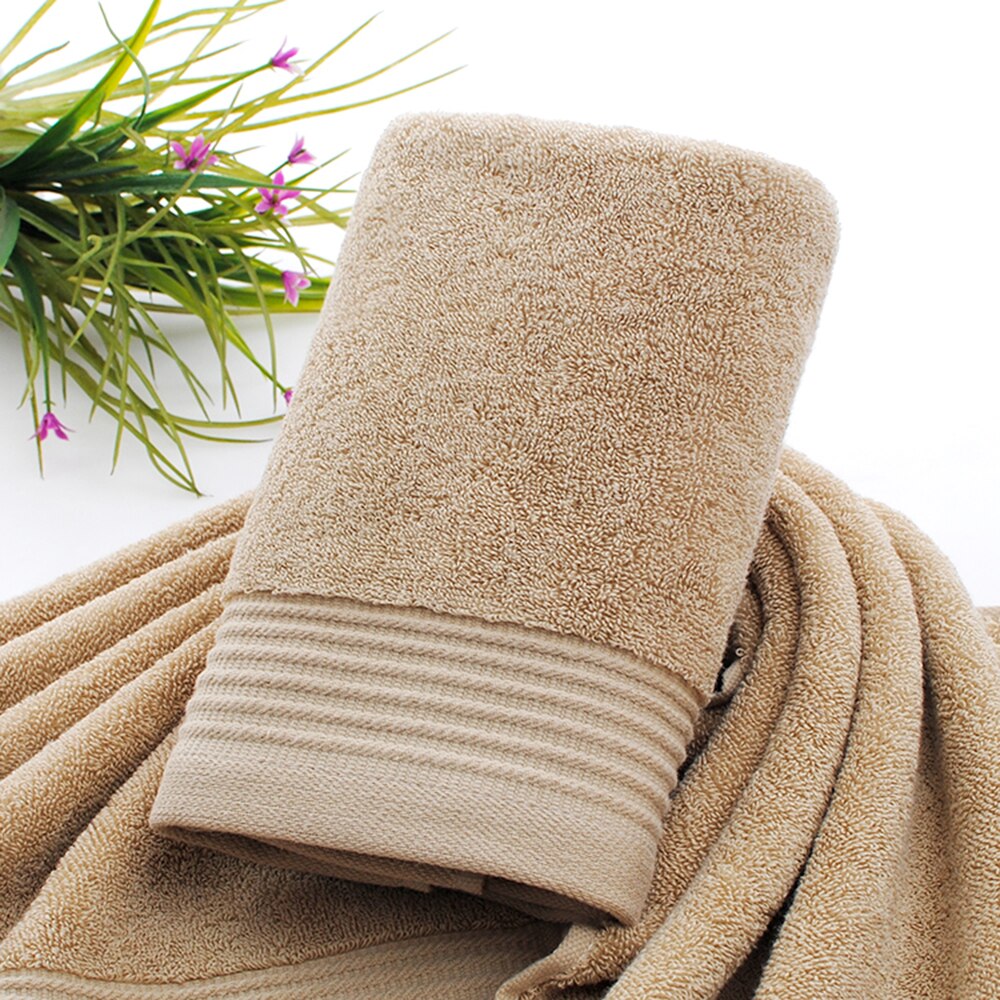 Toallas faciales 100% algodón para adultos, paños de baño gruesos puros de 34x76cm, color blanco, azul marino y caqui, de alta absorción, para hogar y Hotel: Khaki