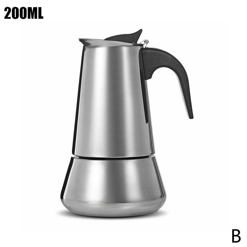 Stainless Steel Coffee Pot Italian Top Moka Pot Espresso Coffee Maker Electric Coffee Pot Induction Cooker Open Flame Universal: 200ml