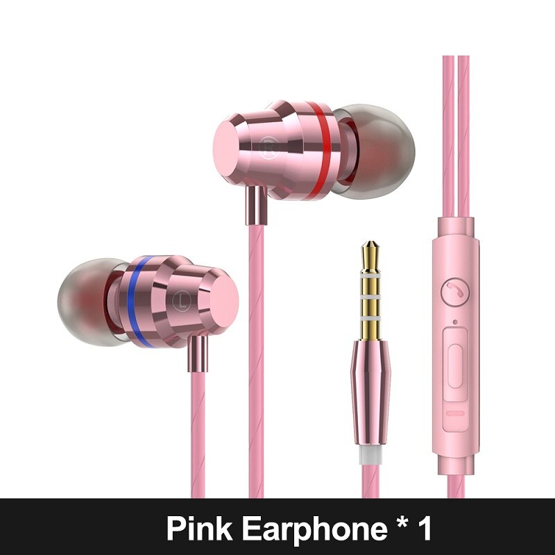 AWI M5 Super Bass Oortelefoon Hoofdtelefoon Met Mic 3.5mm Sport Gaming Headset voor Telefoons Xiaomi Samsung iPhone fone de ouvido MP3: Pink Earphone