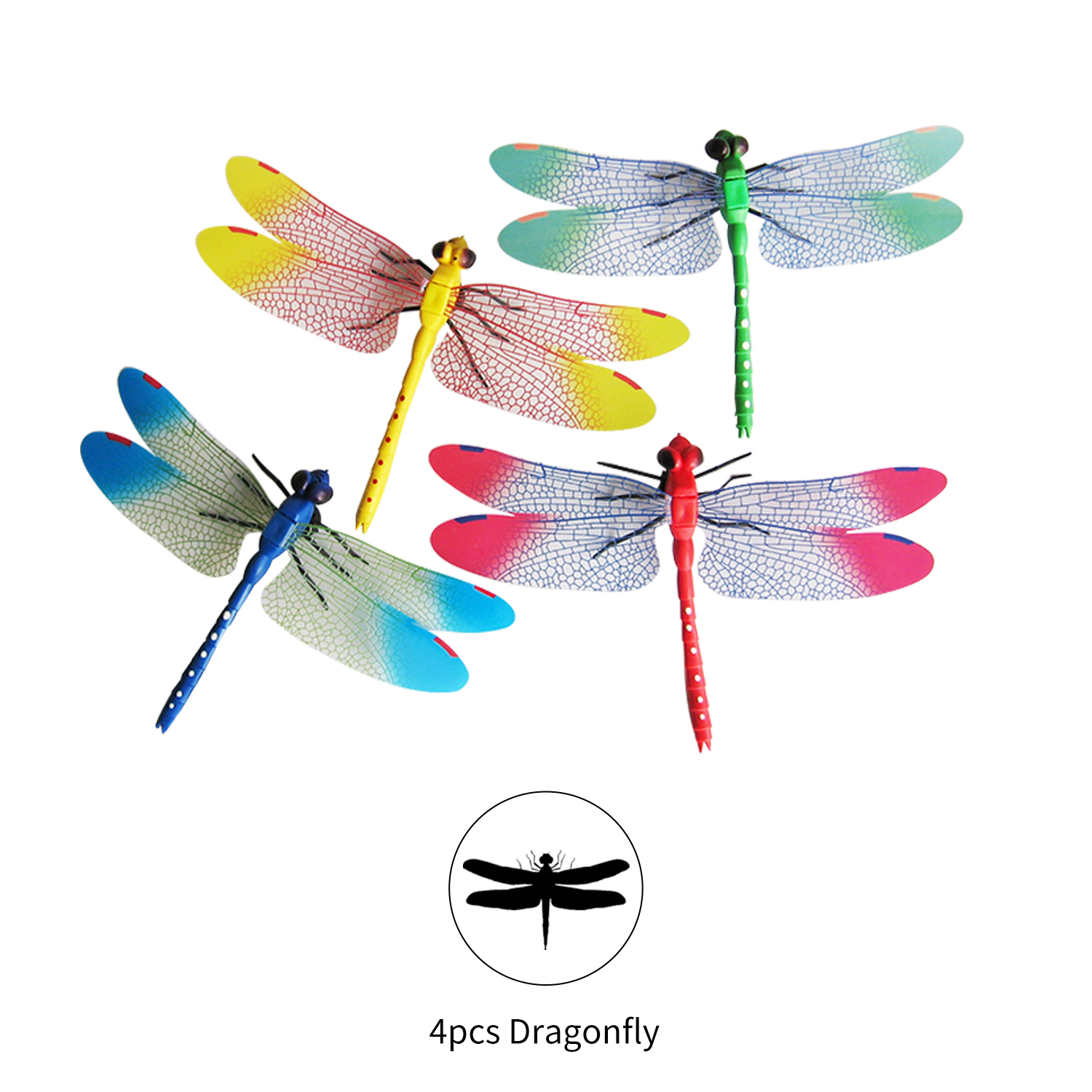 Koelkast Sticker Pvc Dragonfly Shape Muurtattoo Muursticker Afneembare Thuis Kwekerij Outdoor Hekken Tuin Gazon Diy Decor 4 Stuks: 3