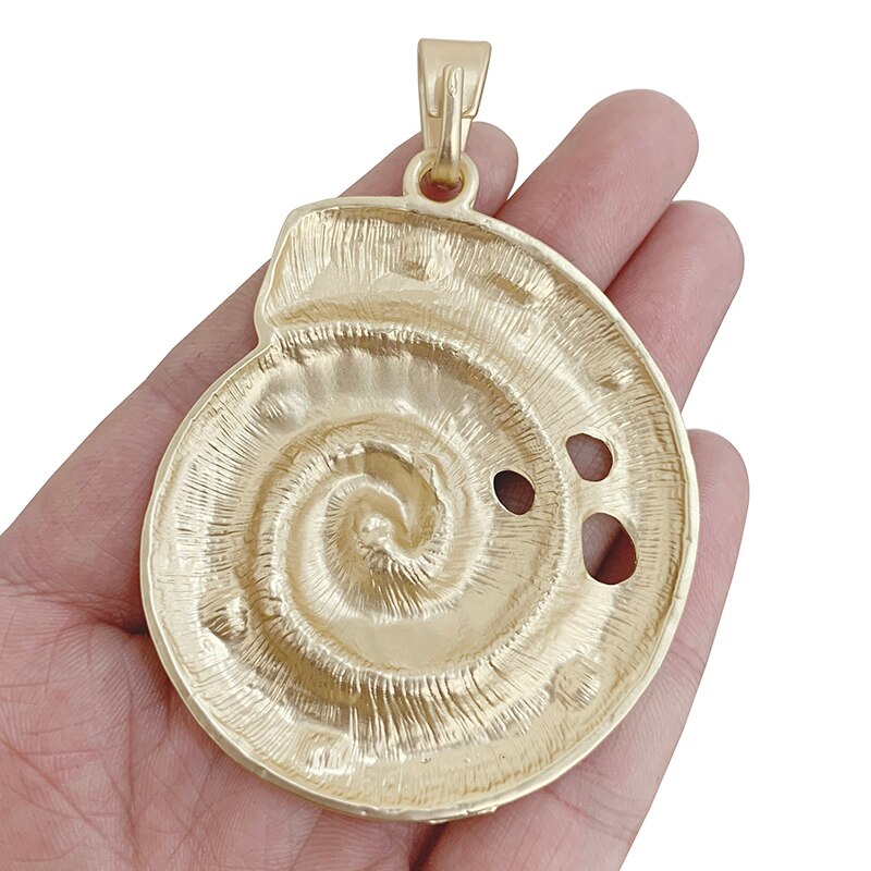 Zxz 1 stykke mat guld stor muslingeskal konkylie havsnegl spiral charms vedhæng til halskæde smykker gør fund 78 x 54mm