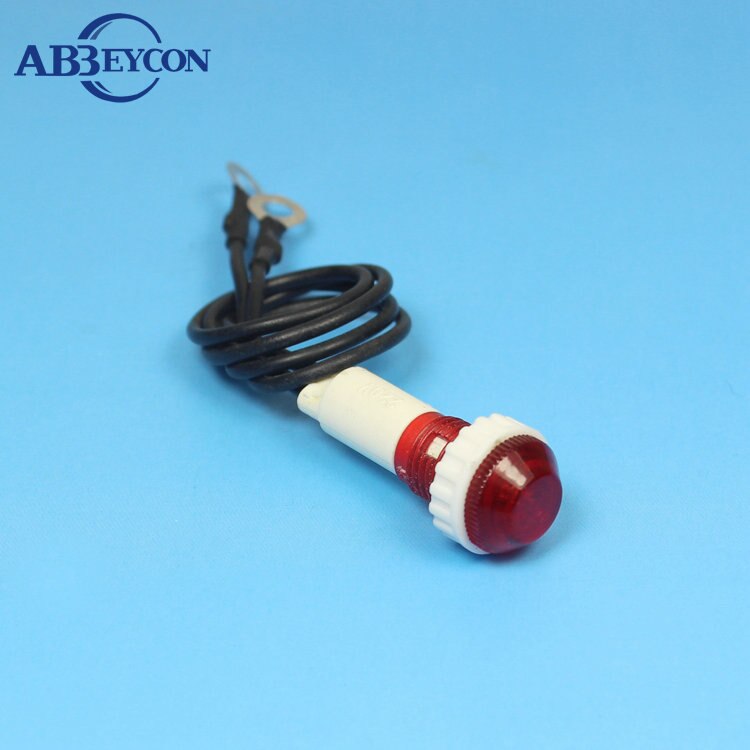 Lámpara piloto de 220v, neón, 10mm, plástico, 220V, luz roja de piloto de coche con conector, luz indicadora