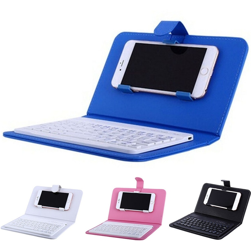 Portable PU leather wireless keyboard case for protecting mobile phones and Bluetooth keyboards for smart phones