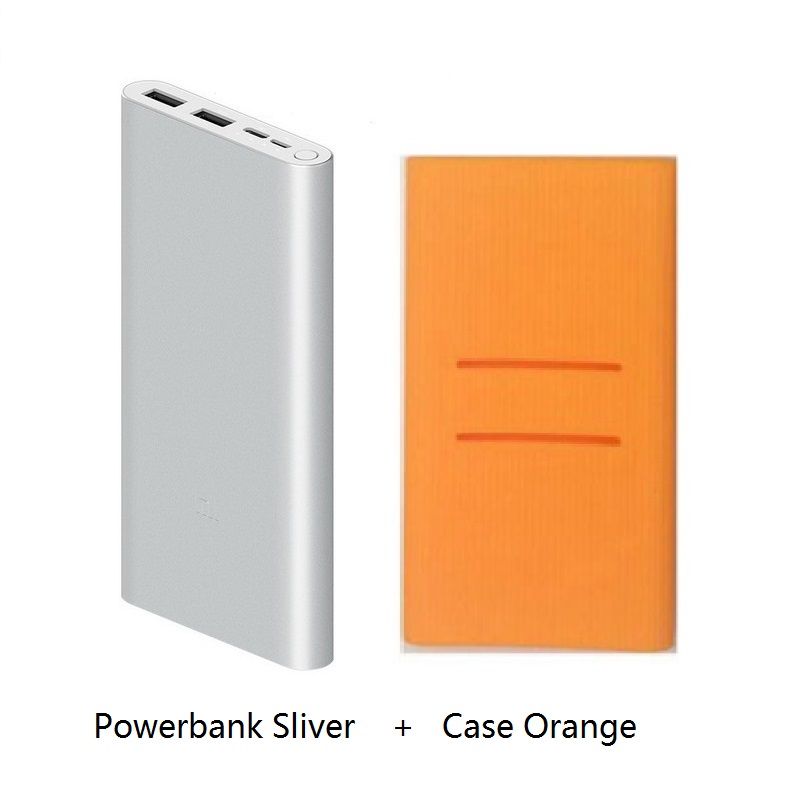 10000mAh Xiaomi Mi Power Bank 3 External Battery Bank 18W Quick Charge Powerbank 10000 with USB Type C for Mobile Phone: Silver Add Orange