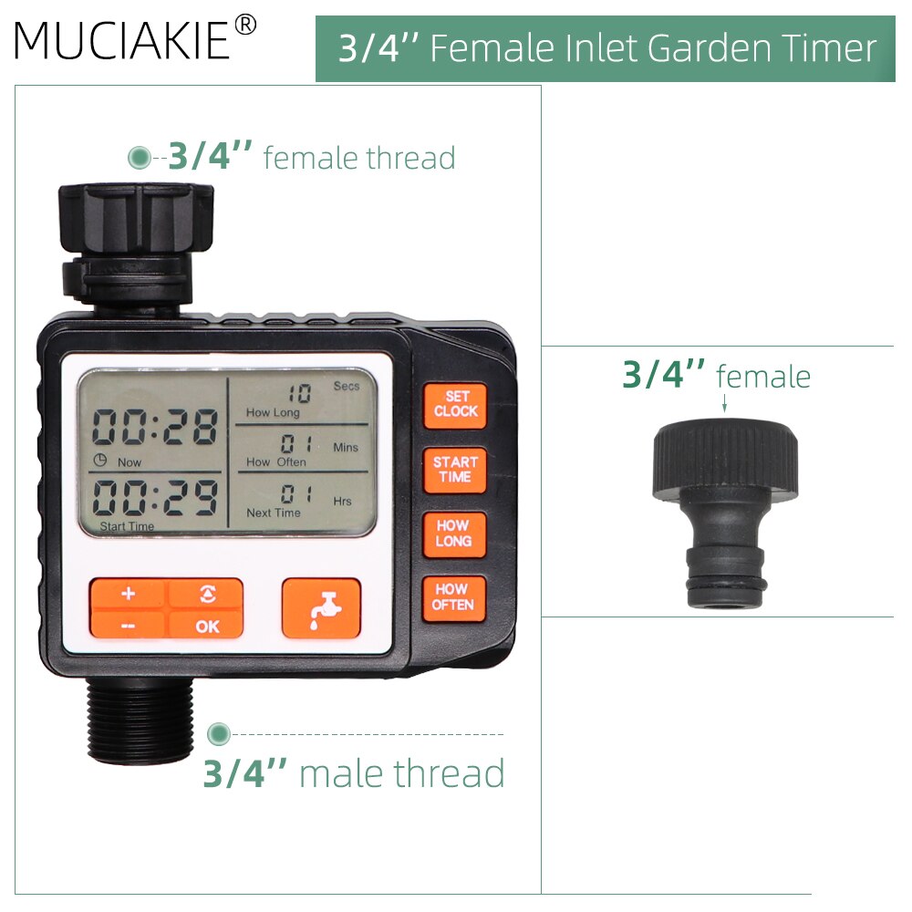 Temporizador de riego por goteo para jardín, controlador Digital programable automático, válvula solenoide, sistema de aspersores para invernadero doméstico