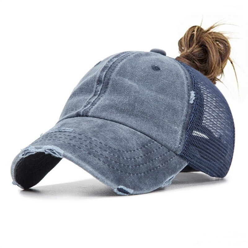 Berretto da Baseball in Denim estivo IWINTER donna coda di cavallo traspirante maglia regolabile cappellini Snapback ombra esterna sport uomo berretti da Baseball