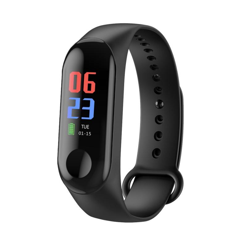 M3 Smart Watch 0.96Inch Screen Blood Pressure Heart Rate Monitor Fitness Sport Bracelet WristBand Wearable Devices Wristbands: Black
