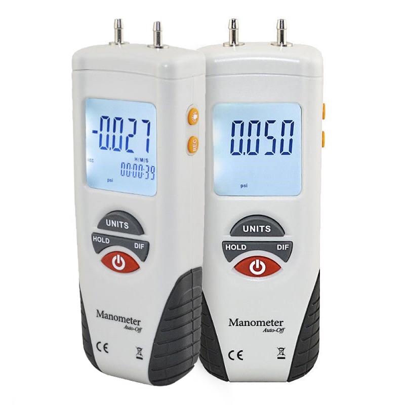 Handheld LCD Digital Differential Pressure Meter Gauge Manometer ±2Psi Air Vacuum Gas Pressure Gauge Meter with Backlight