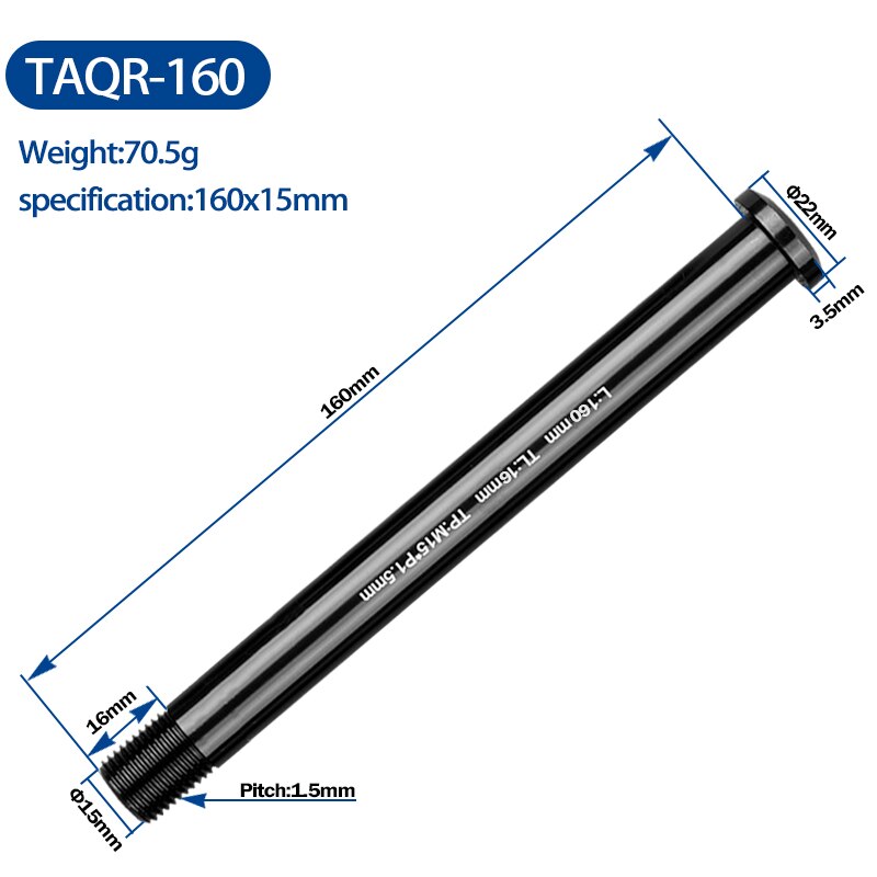 Fiets Steekas Snelspanners Mtb Racefiets Steekas 12/15Mm Diameter Frame Vork Onderdelen Thru as Snelspanner: TAQR-160 15mm