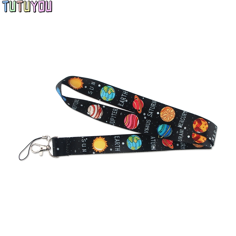 PC2057 Space Planet Astronaut Lanyard Badge ID Lanyards Mobile Phone Rope Key Lanyard Neck Straps Accessories