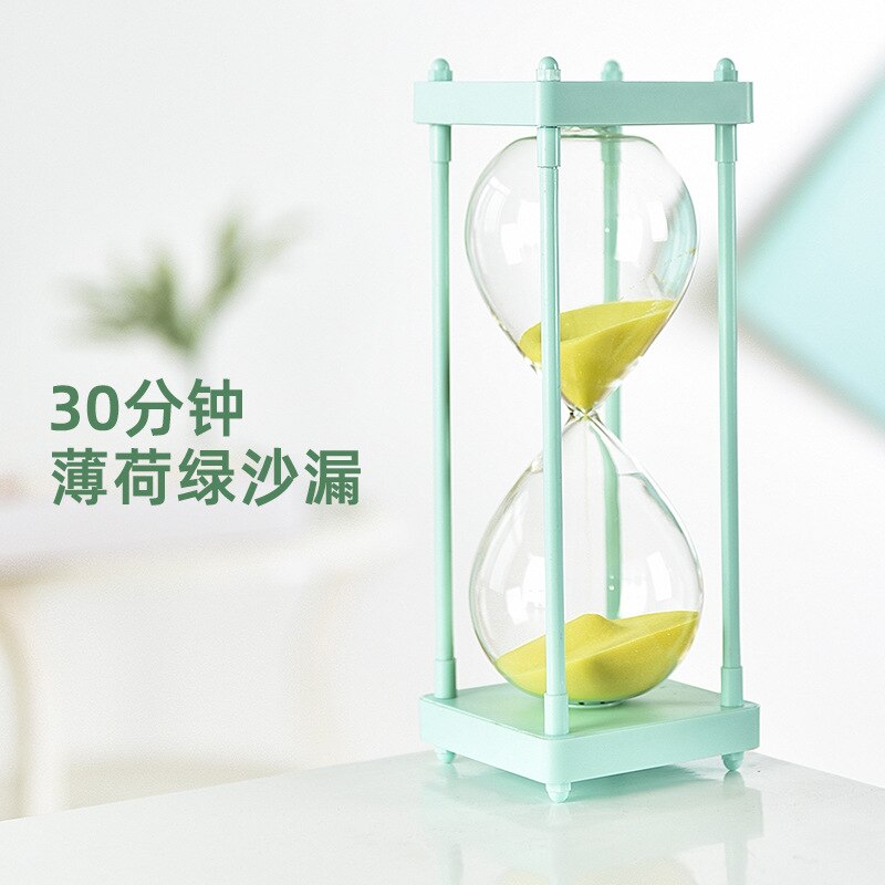 Gratis Belettering 30 Minuten Zandloper Tijd Timer Mintgroen Half Uur Hoge Borosilicaatglas Zandloper Grappige Kinderen Dag: Mint Green