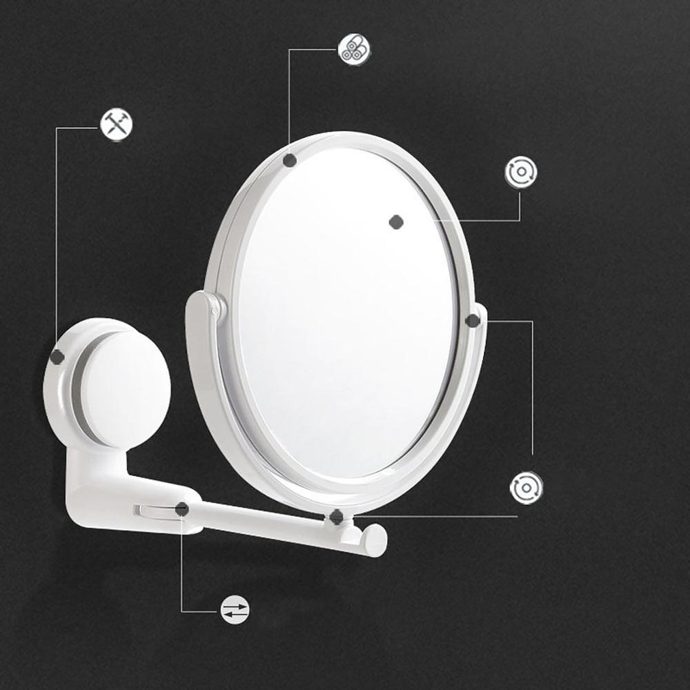 Dormitory Wall-mounted Vanity Mirror Foldable Rotating Single Mirror Home Bathroom Free Punching HD Round Vanity Mirror