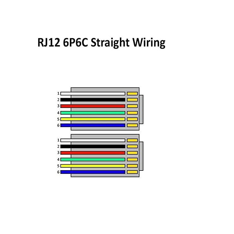 Cable de datos RJ11 RJ12 6P6C, cable de datos Modular macho a macho cableado inverso recto Pinout teléfono auricular Cable de extensión de voz
