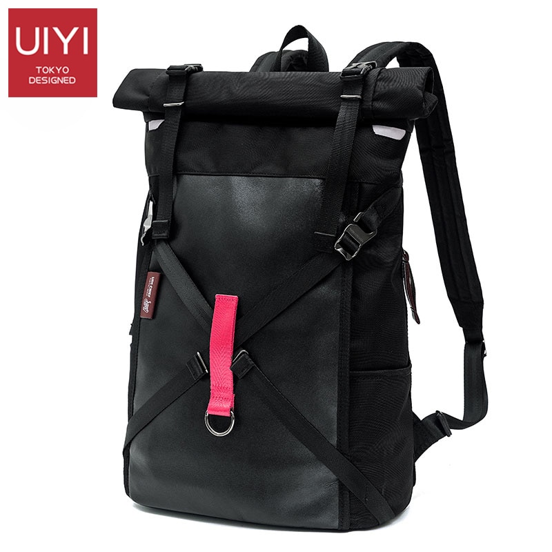 UIYI Men's Shoulder Backpack Roll Cover Mochilas 14 Inch Large Capacity Backpack Travel Backpack Waterproof Teenage school bag