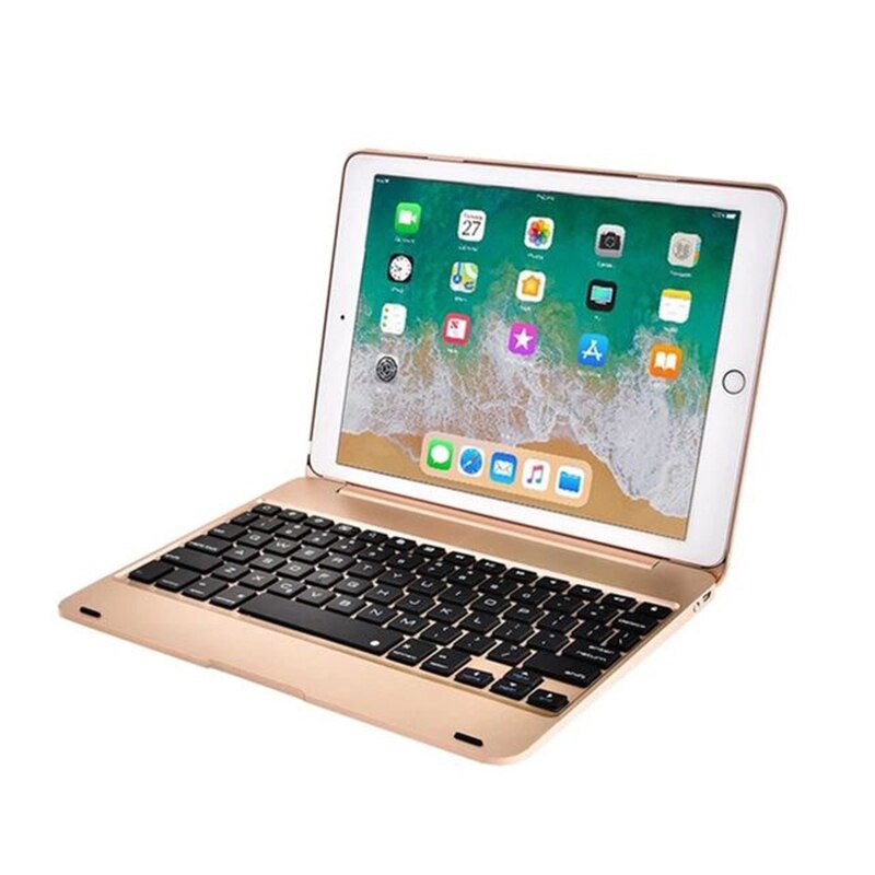 Etui na klawiaturę do Apple iPad 9.7 2017 2018 do Pro 9.7 bezprzewodowa obudowa klawiatury Bluetooth do ipada Air 1 2 Stand Shell: Gold