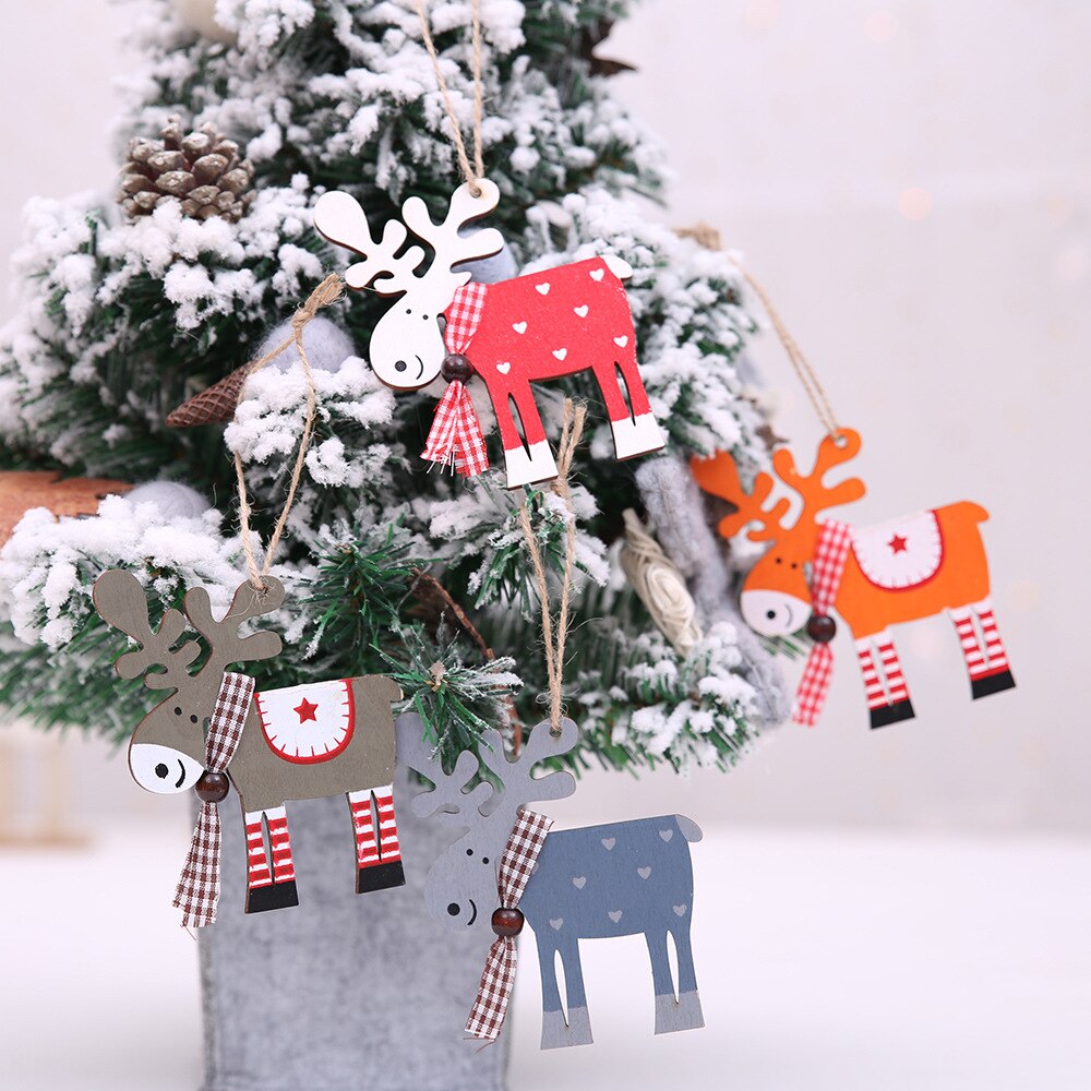 Træ jul elg ornamenter farverige gevir xmas vedhæng hjorte juledekorationer juletræ hængende indretning rensdyr noel fav