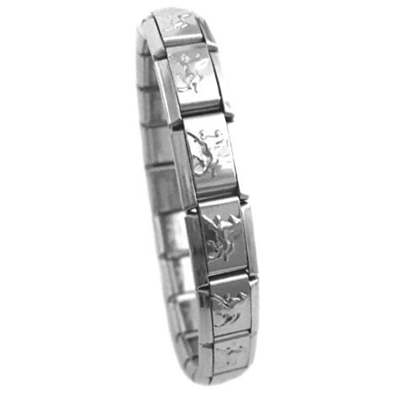 Youvelst-pulsera de módulo personalizado, Itanlian brazalete elástico, de acero inoxidable, a la: Zinc negro plateado