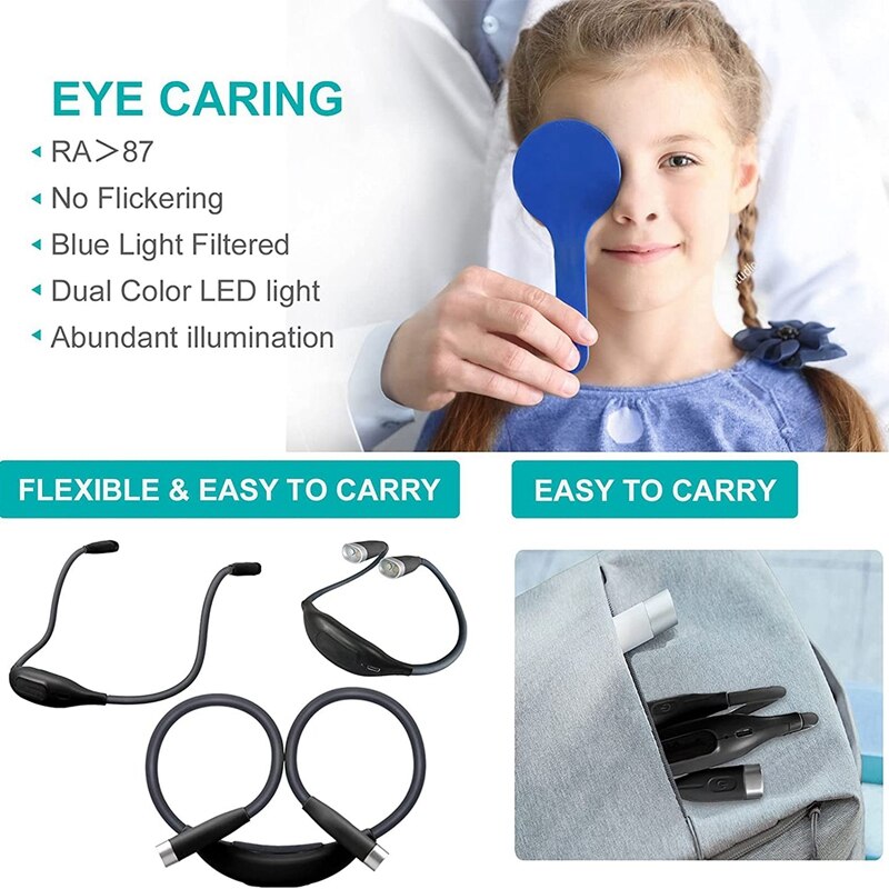 LED Neck Reading Light, Rechargeable Book Light,Hands Free Night Lamp,Perfect For Knitting,Crafts, Repairing