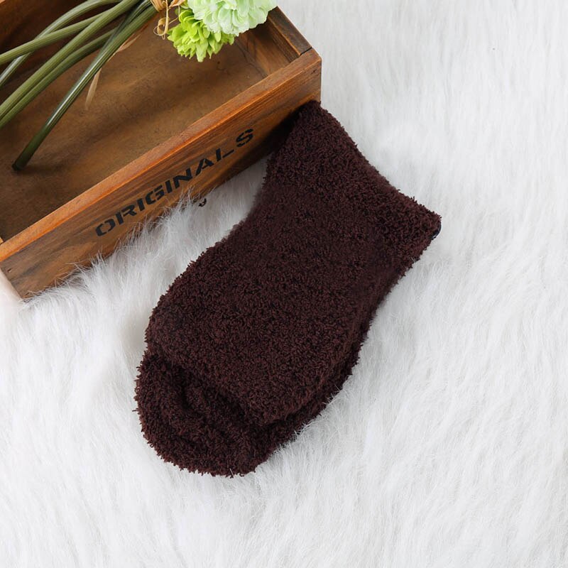 Man mysig kashmir vinter herr tjocka strumpor vinter varmt golv fluffiga strumpor ull chaussette homme enfärgad herr strumpor calcetines: Fleece kaffe