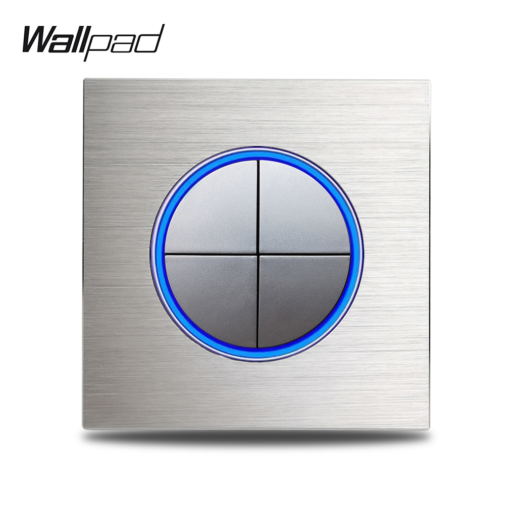 Interruttore per applique da parete in alluminio marrone con pulsante portato rotondo 1 2 3 4 banda passa attraverso l'interruttore incrociato pannello spazzolato Wallpad serie L6