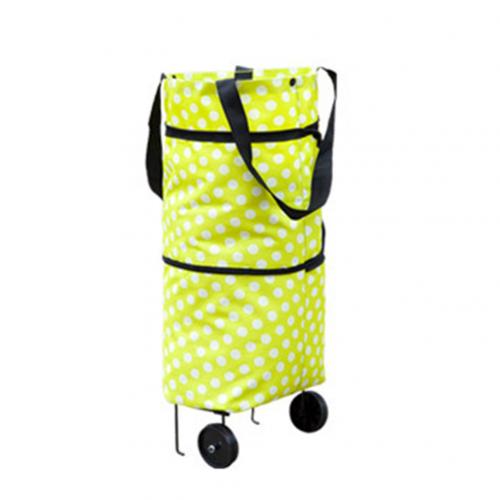 Carrito de la compra bolso plegable portátil bolso de compras carrito de la compra bolsas de la compra con ruedas rodantes carrito de la compra organizador de la compra: Green Circle